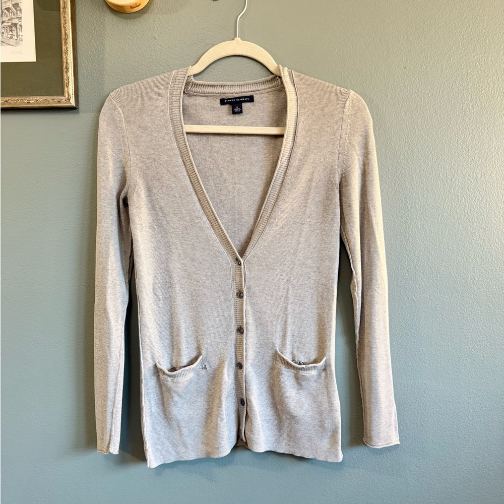 Light Grey Silk Blend Cardigan from Banana Republic